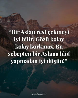 Bir Aslan rest çekmeyi iyi bilir. Gözü kolay kolay korkmaz. Bu sebepten bir Aslana blöf yapmadan…