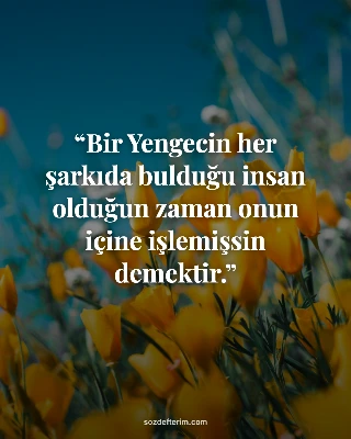Bir Yengecin her şarkıda bulduğu insan olduğun zaman onun içine işlemişsin demektir.