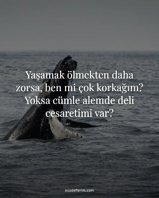 Yaşamak ölmekten daha zorsa, ben mi çok korkağım? Yoksa cümle alemde deli cesaretimi var?
