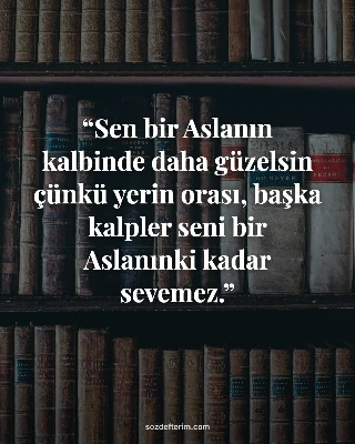 Sen bir Aslanın kalbinde daha güzelsin çünkü yerin orası, başka kalpler seni bir Aslanınki kadar…