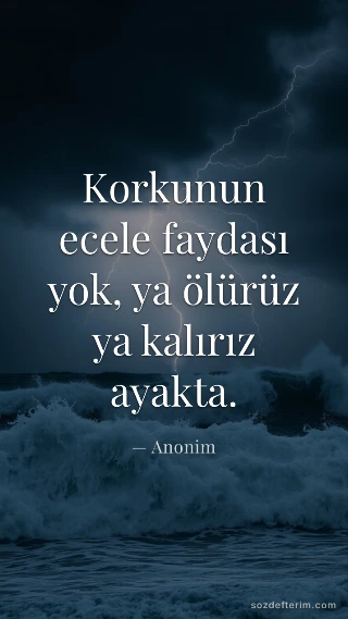 Korkunun ecele faydası yok, ya ölürüz ya kalırız ayakta.