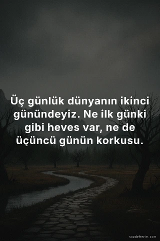 Üç günlük dünyanın ikinci günündeyiz. Ne ilk günki gibi heves var, ne de üçüncü günün korkusu.