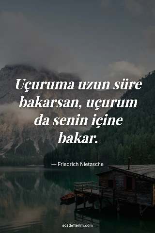 Uçuruma uzun süre bakarsan, uçurum da senin içine bakar. — Friedrich Nietzsche